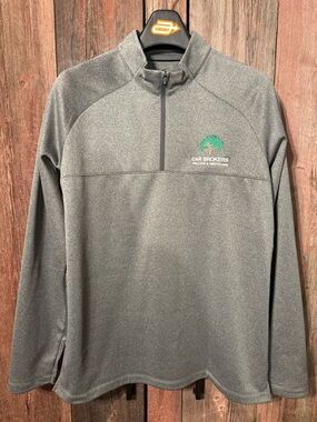 Nike Men’s Large Gray Quarter-Zip Performance Jacket with Green Logo